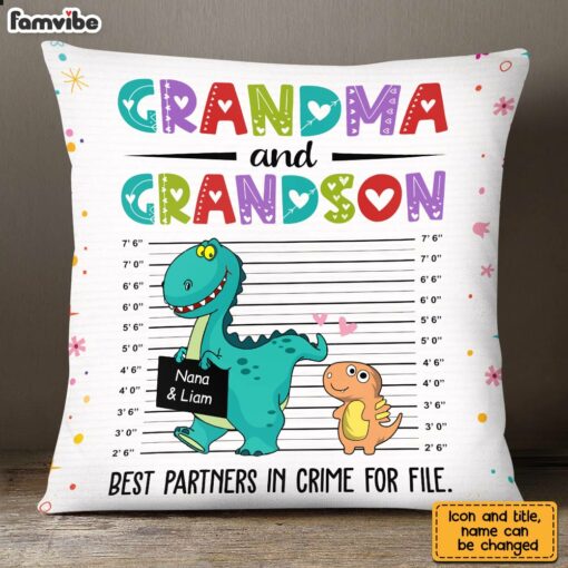 Personalized Partners In Crime Dinosaur Grandma Pillow