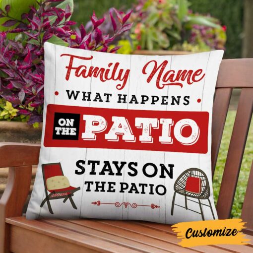 Personalized Patio What Happens Stays Pillow