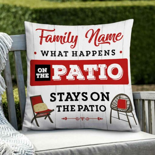 Personalized Patio What Happens Stays Pillow