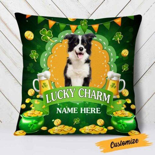 Personalized Patrick’s Day Dog Photo Pillow