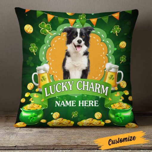 Personalized Patrick’s Day Dog Photo Pillow