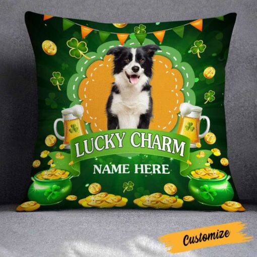 Personalized Patrick’s Day Dog Photo Pillow