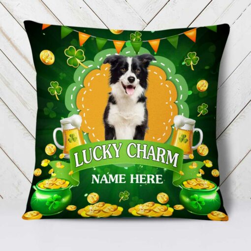 Personalized Patrick’s Day Dog Photo Pillow