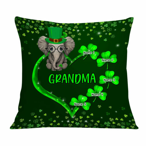 Personalized Patrick’s Day Mom Grandma Elephant Pillow