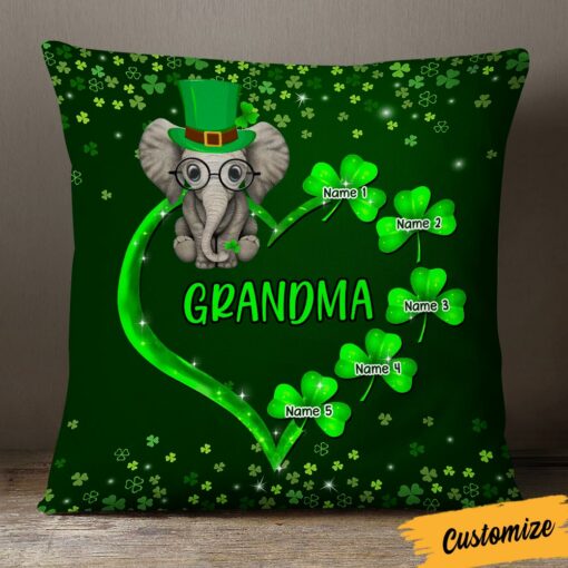 Personalized Patrick’s Day Mom Grandma Elephant Pillow