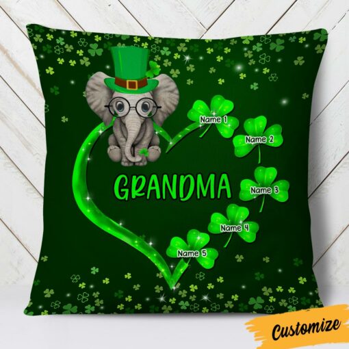 Personalized Patrick’s Day Mom Grandma Elephant Pillow