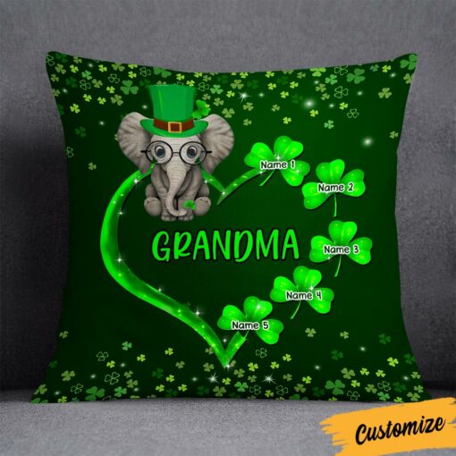 Personalized Patrick’s Day Mom Grandma Elephant Pillow