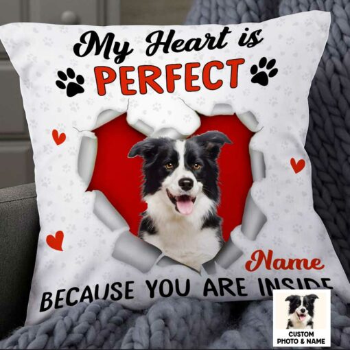 Personalized Photo Dog Owner My Heart Pillow