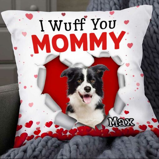 Personalized Photo Dog Valentine Heart Pillow