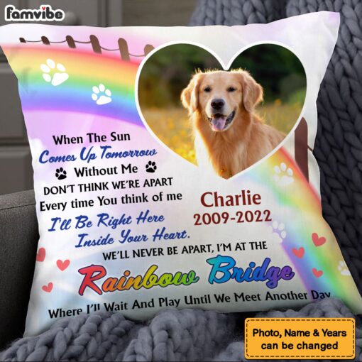 Personalized Photo Memorial Gift For Loss Of Dog Loss Of Pet Rainbow Bridge Pillow