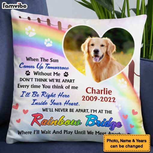 Personalized Photo Memorial Gift For Loss Of Dog Loss Of Pet Rainbow Bridge Pillow