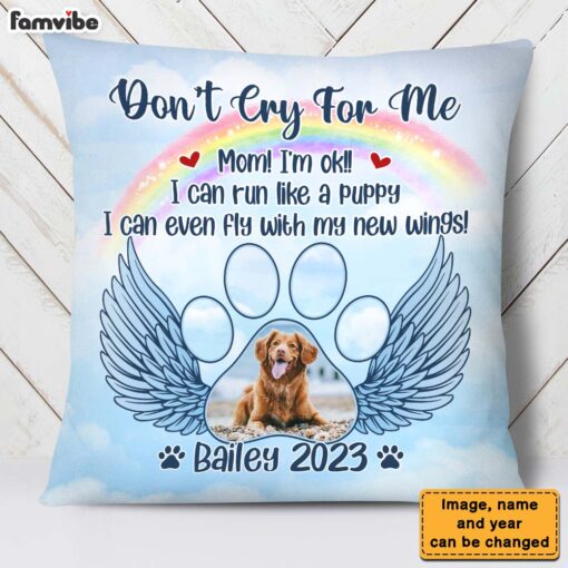 Personalized Photo Pet Memorial Gift for Dog Mom Loss Of Dog Cat Don’t Cry For Me Pillow