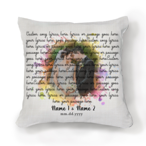 Personalized Photo With Song Lyric Pillow, First Dance Wedding Song Gifts, Newlywed Gift Personalized – Best Personalized Gifts For Everyone