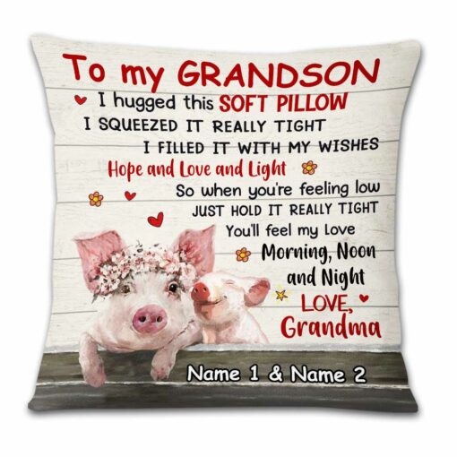 Personalized Pig Grandson Hug This Pillow