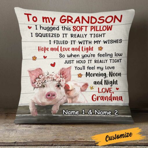 Personalized Pig Grandson Hug This Pillow