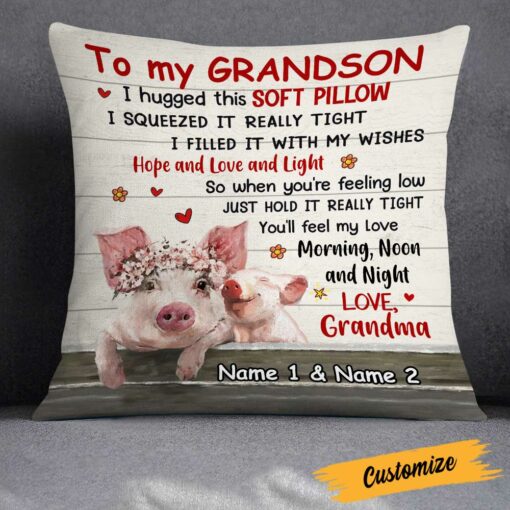 Personalized Pig Grandson Hug This Pillow