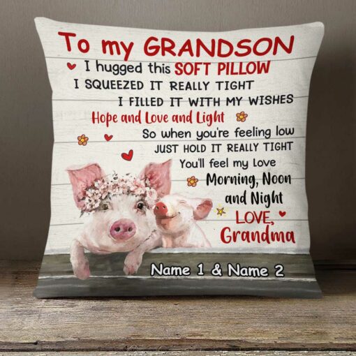 Personalized Pig Grandson Hug This Pillow