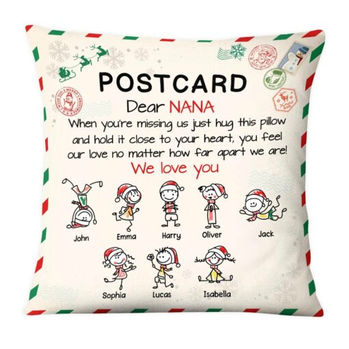 Personalized Postcard To Grandma Hug This Christmas Pillow