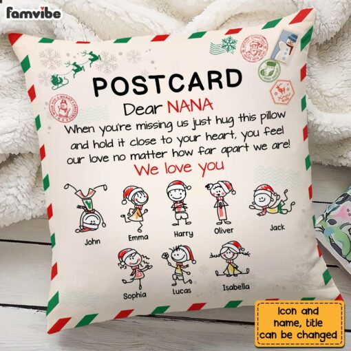 Personalized Postcard To Grandma Hug This Christmas Pillow