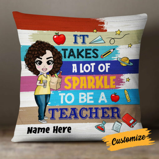 Personalized Proud Teacher A Lot Of Sparkle Pillow