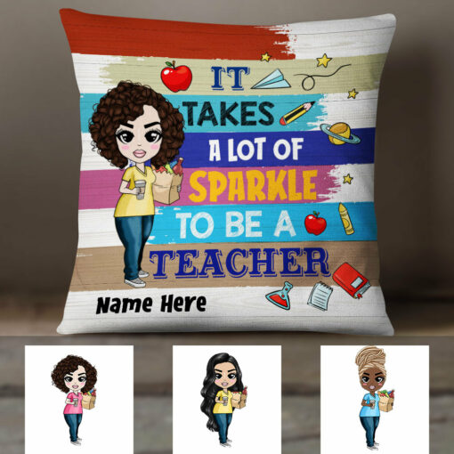 Personalized Proud Teacher A Lot Of Sparkle Pillow