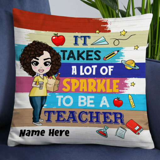 Personalized Proud Teacher A Lot Of Sparkle Pillow