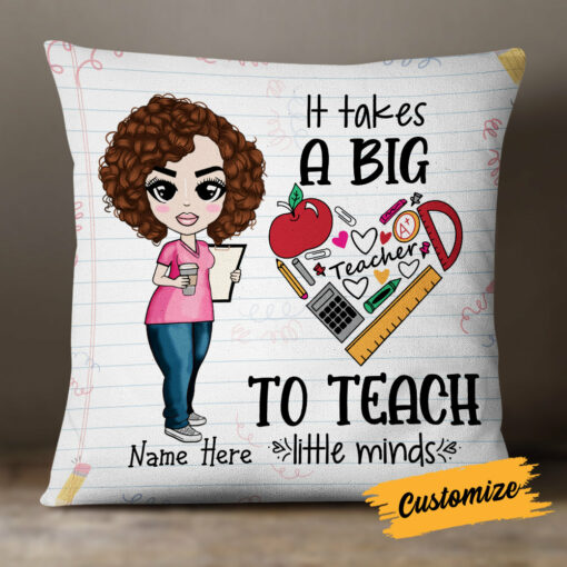 Personalized Proud Teacher Big Heart Pillow