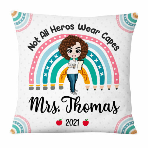 Personalized Proud Teacher Rainbow Pillow