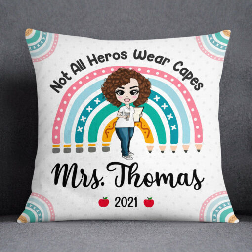 Personalized Proud Teacher Rainbow Pillow