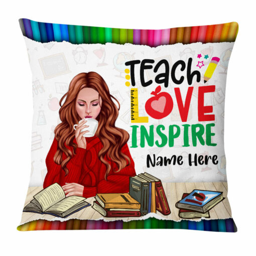 Personalized Proud Teacher Teach Inspire Pillow