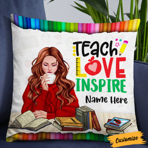 Personalized Proud Teacher Teach Inspire Pillow