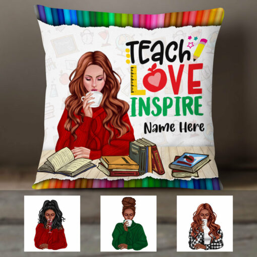 Personalized Proud Teacher Teach Inspire Pillow