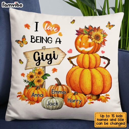 Personalized Pumpkin Grandma Fall Pillow