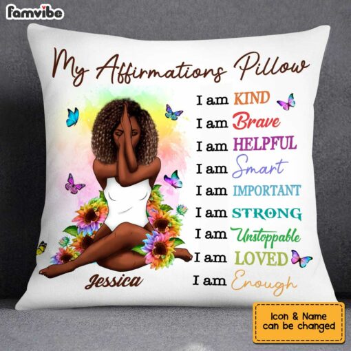 Personalized Rainbow Sunflower Positive Affirmations Pillow