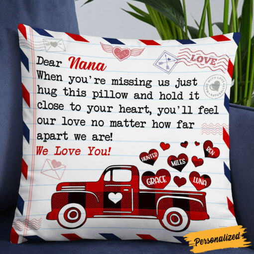 Personalized Red Truck Dear Nana Grandma Pillow