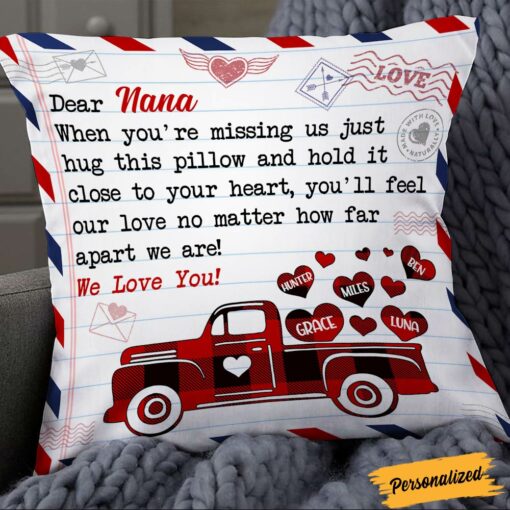 Personalized Red Truck Dear Nana Grandma Pillow