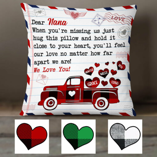 Personalized Red Truck Dear Nana Grandma Pillow