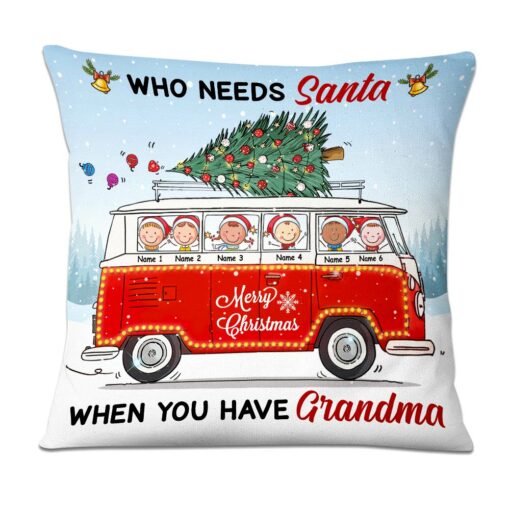 Personalized Red Truck Grandma Christmas Pillow