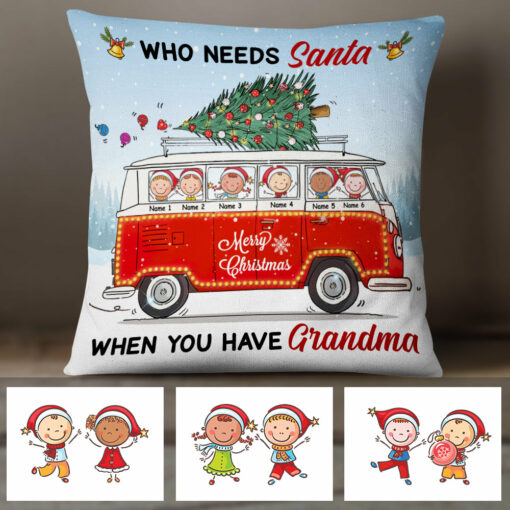 Personalized Red Truck Grandma Christmas Pillow