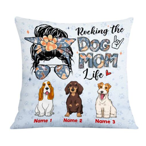 Personalized Rocking The Dog Mom Life Pillow