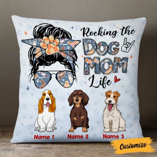 Personalized Rocking The Dog Mom Life Pillow