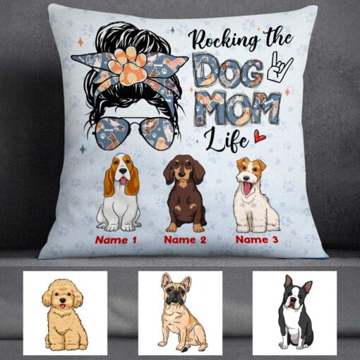 Personalized Rocking The Dog Mom Life Pillow