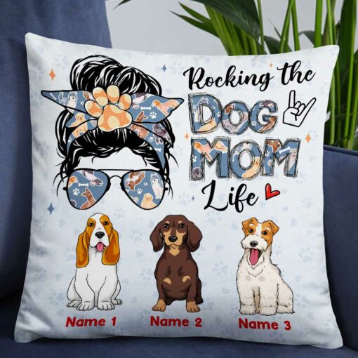 Personalized Rocking The Dog Mom Life Pillow