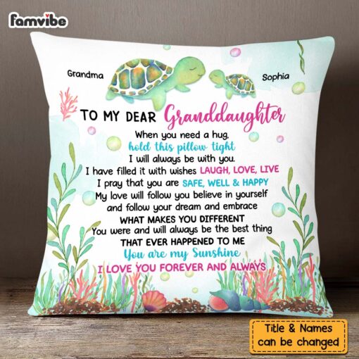 Personalized Sea Turtle Gift For Granddaughter Pillow