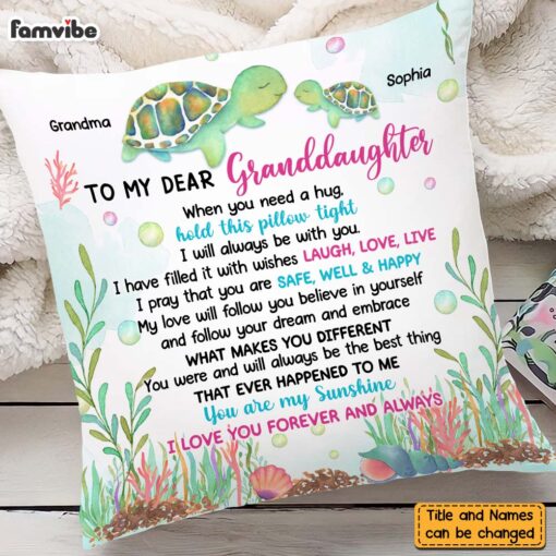 Personalized Sea Turtle Gift For Granddaughter Pillow