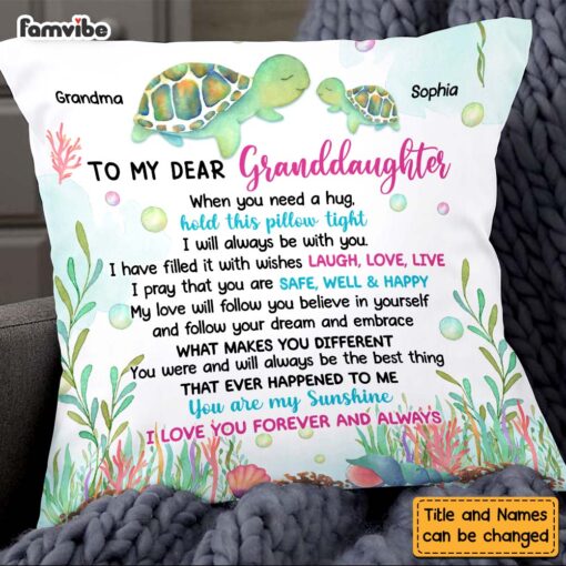 Personalized Sea Turtle Gift For Granddaughter Pillow