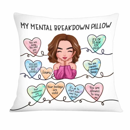 Personalized Self Love Mental Health Affirmation Pillow