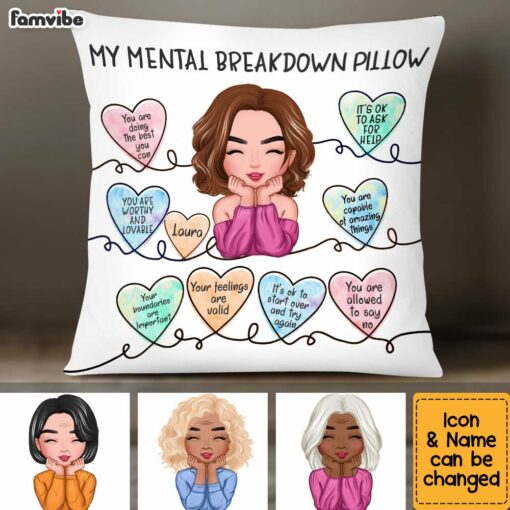 Personalized Self Love Mental Health Affirmation Pillow