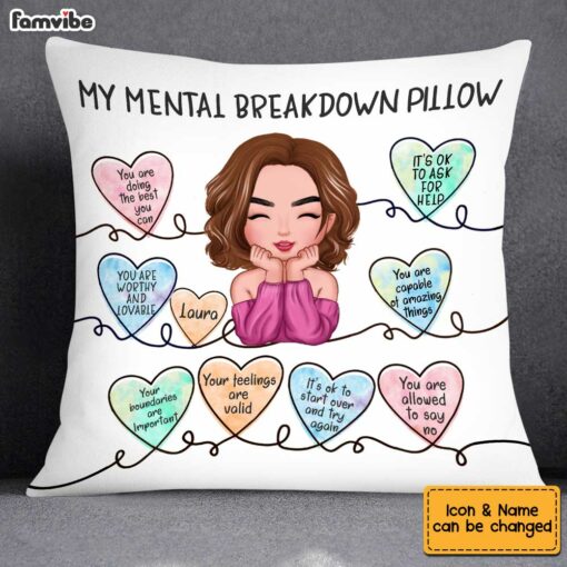 Personalized Self Love Mental Health Affirmation Pillow