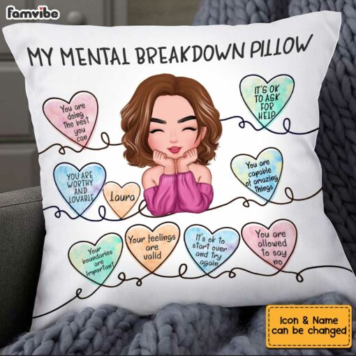 Personalized Self Love Mental Health Affirmation Pillow